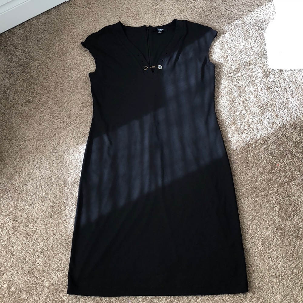 Black classic dress with gold detail
